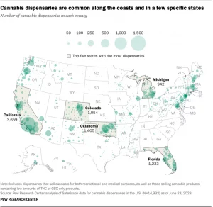 Eight In Ten Americans Have A Marijuana Dispensary In Their County, And Shops ‘Cluster’ Near Borders With Illegal States, Pew Analysis Shows