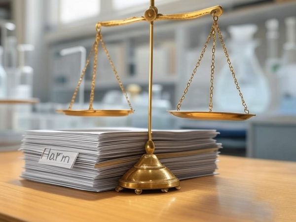 The scales of science show a misbalance of harms 