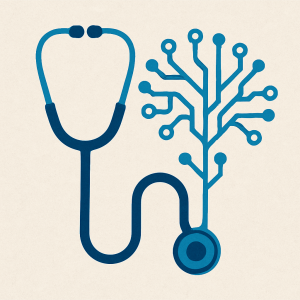 symbolic stethoscope forming the shape of a neural network