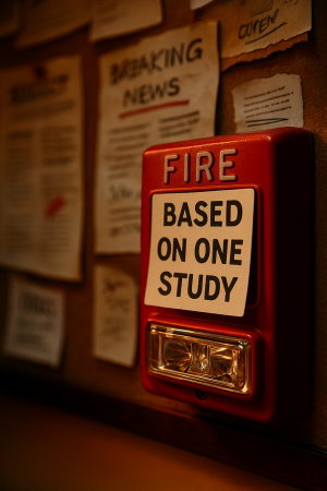 Emergency alarm box labeled “Based on One Study.”