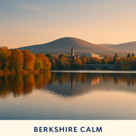 Peaceful lake in the Berkshires symbolizing recovery and balance after guided care.