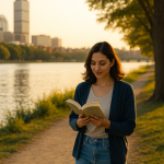 Boston resident enjoying a calm moment on the Charles River after receiving care from CED Clinic.