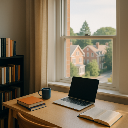 Peaceful Cambridge study space representing focus and comfort in telehealth care.
Caption: Compassionate care meets academic life.