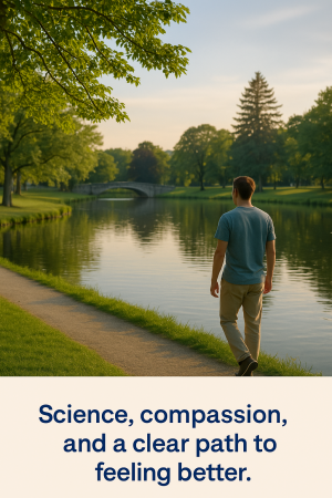 Worcester resident walking by Elm Park representing balance and wellness after care.