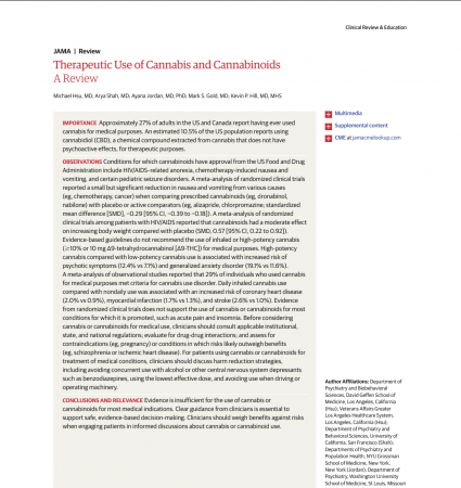 Therapeutic Use of Cannabis and Cannabinoids A Review by JAMA