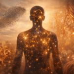 Emergent systems in biology visual showing nature patterns and human health connection