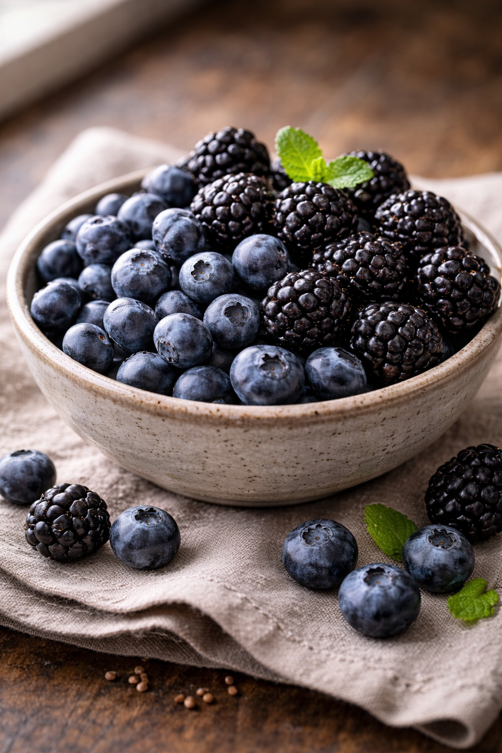 Blueberries and blackberries rich in anthocyanins