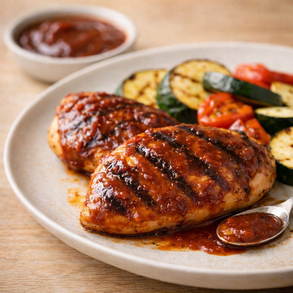 Cannabis-infused barbecue sauce served on a plate with grilled food