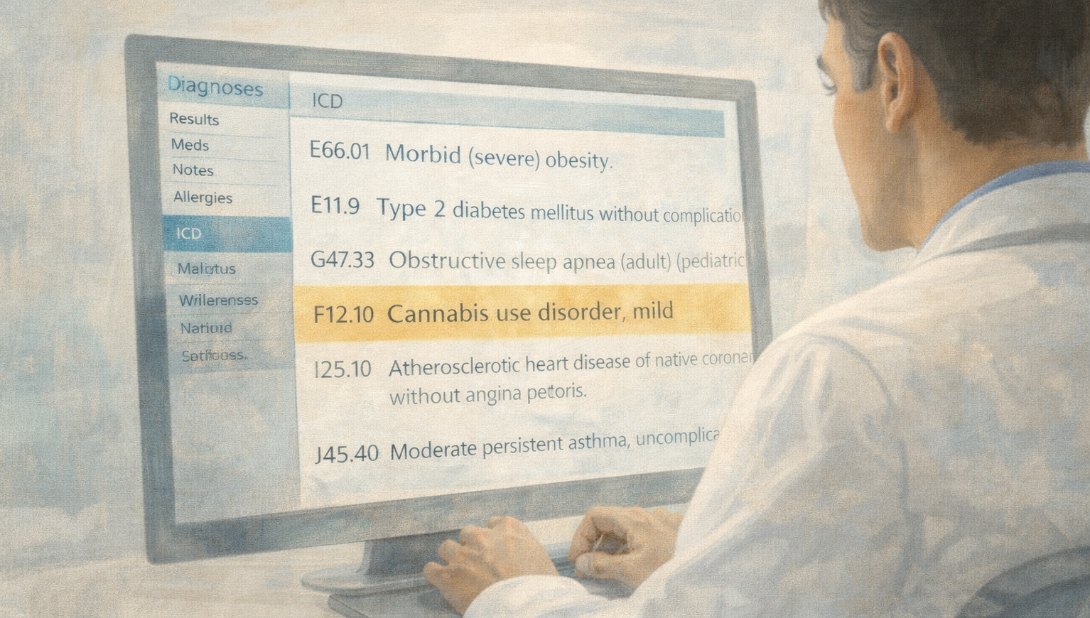 ICD coded cannabis use disorder diagnosis chart