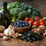 Whole foods that act as biological signals including olive oil, vegetables, berries, and legumes