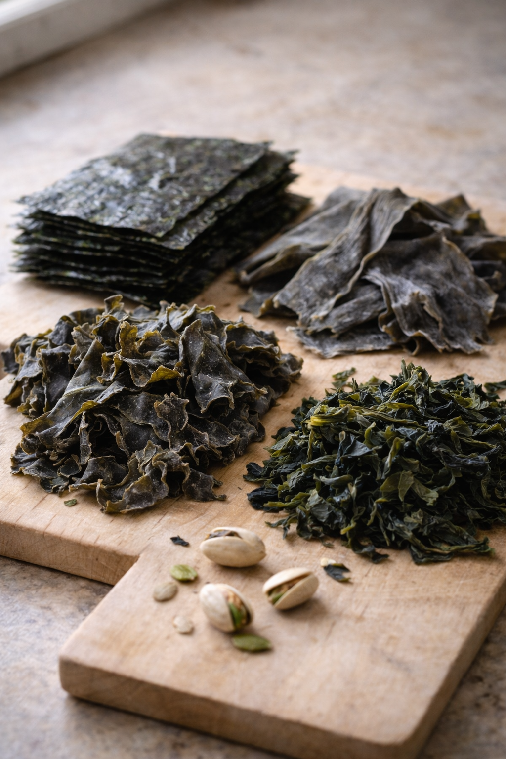 Sea vegetables including kelp and nori used for iodine intake