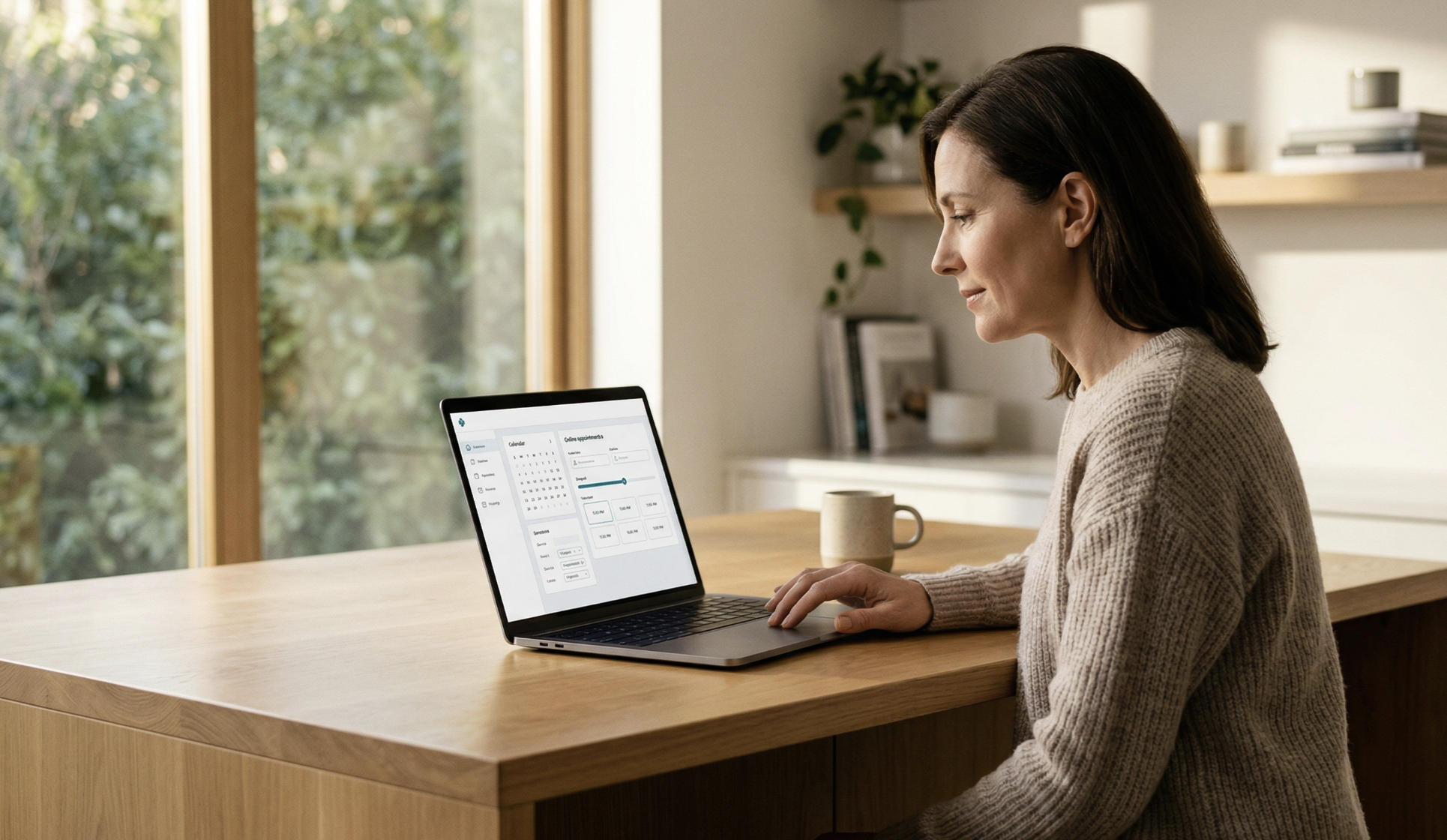 Patient reviewing information on a computer