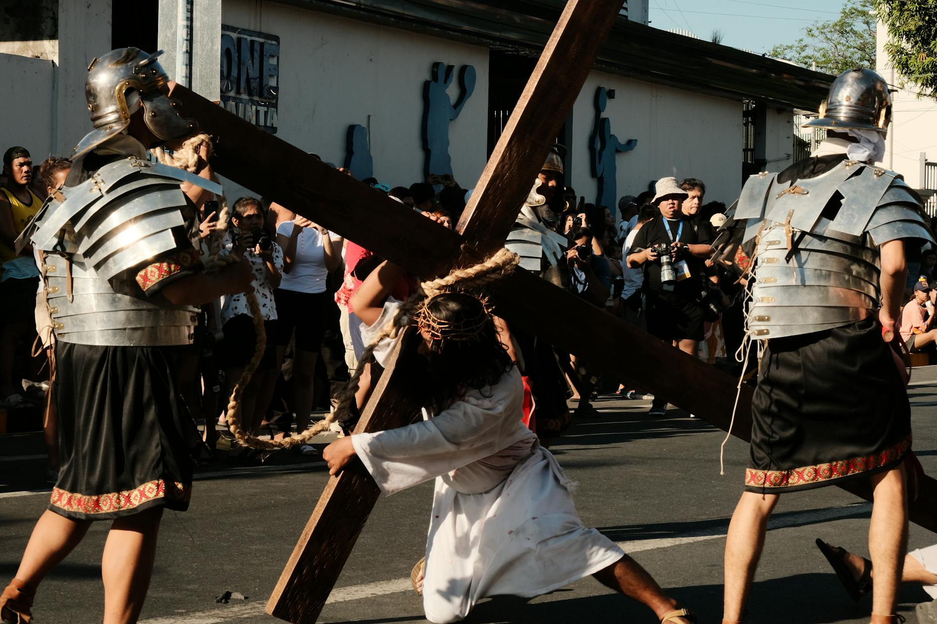 Editorial image for Catholics Perform Bloody Reenactment of the Stations of The Cross - YouTube