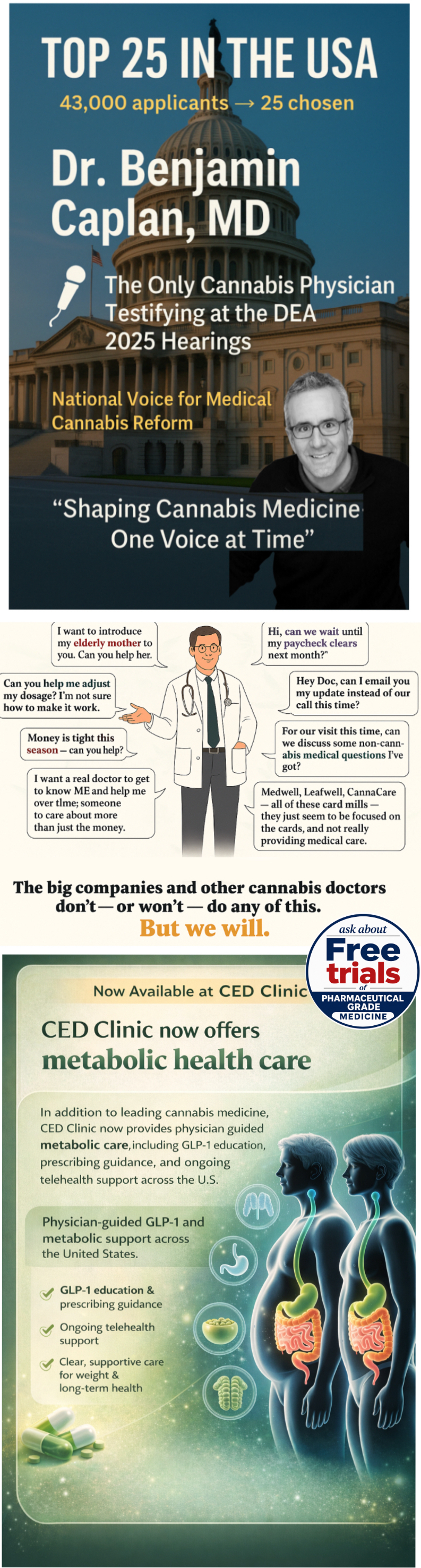Board-Certified Physician Benjamin Caplan serves patients for Family Medicine, Alternative Medicine, and now GLP-1 weight loss medications, by appointment
