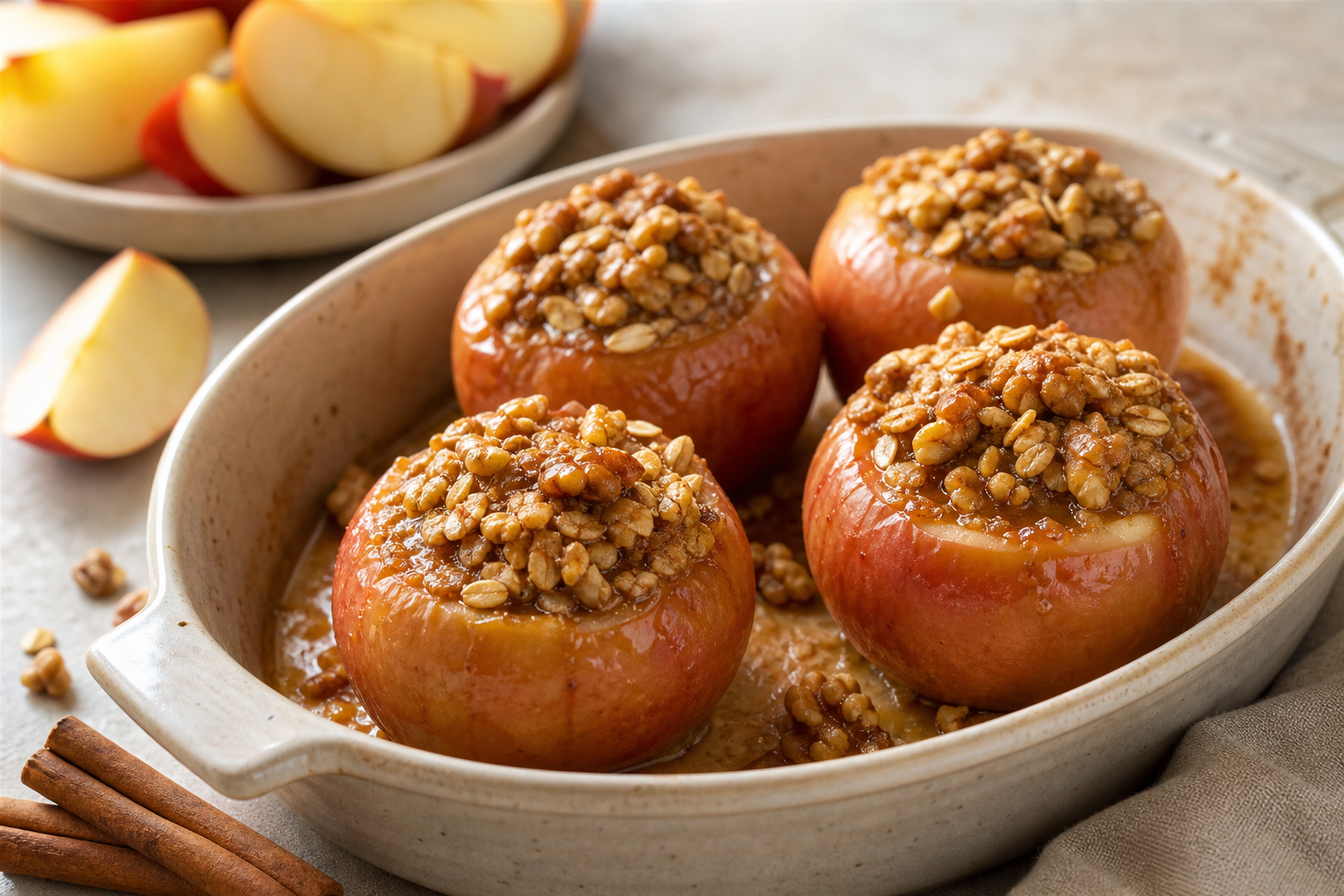 Cannabis-Infused Baked Apples finished and portioned for measured serving