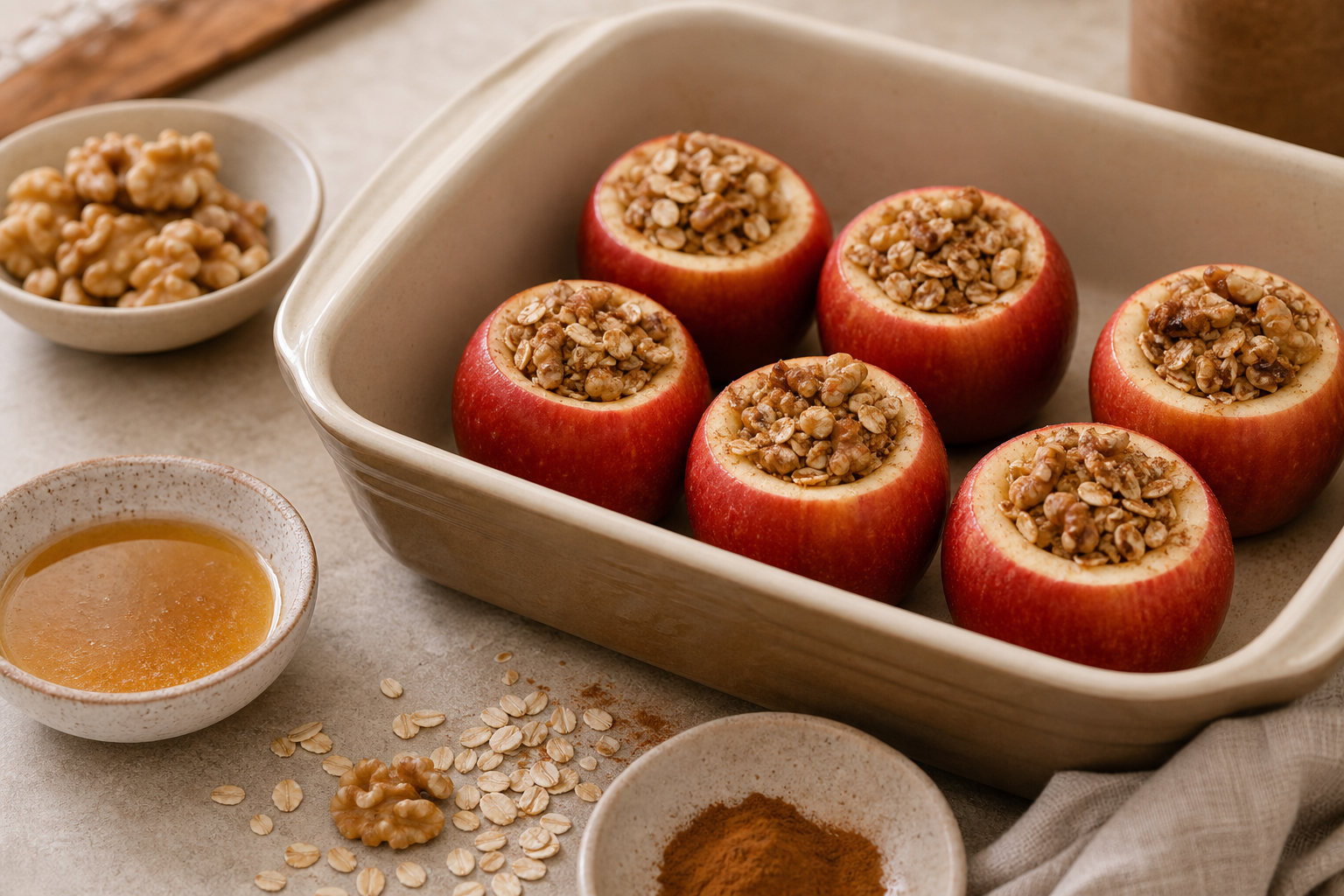 Preparing Cannabis-Infused Baked Apples with a measured infused ingredient