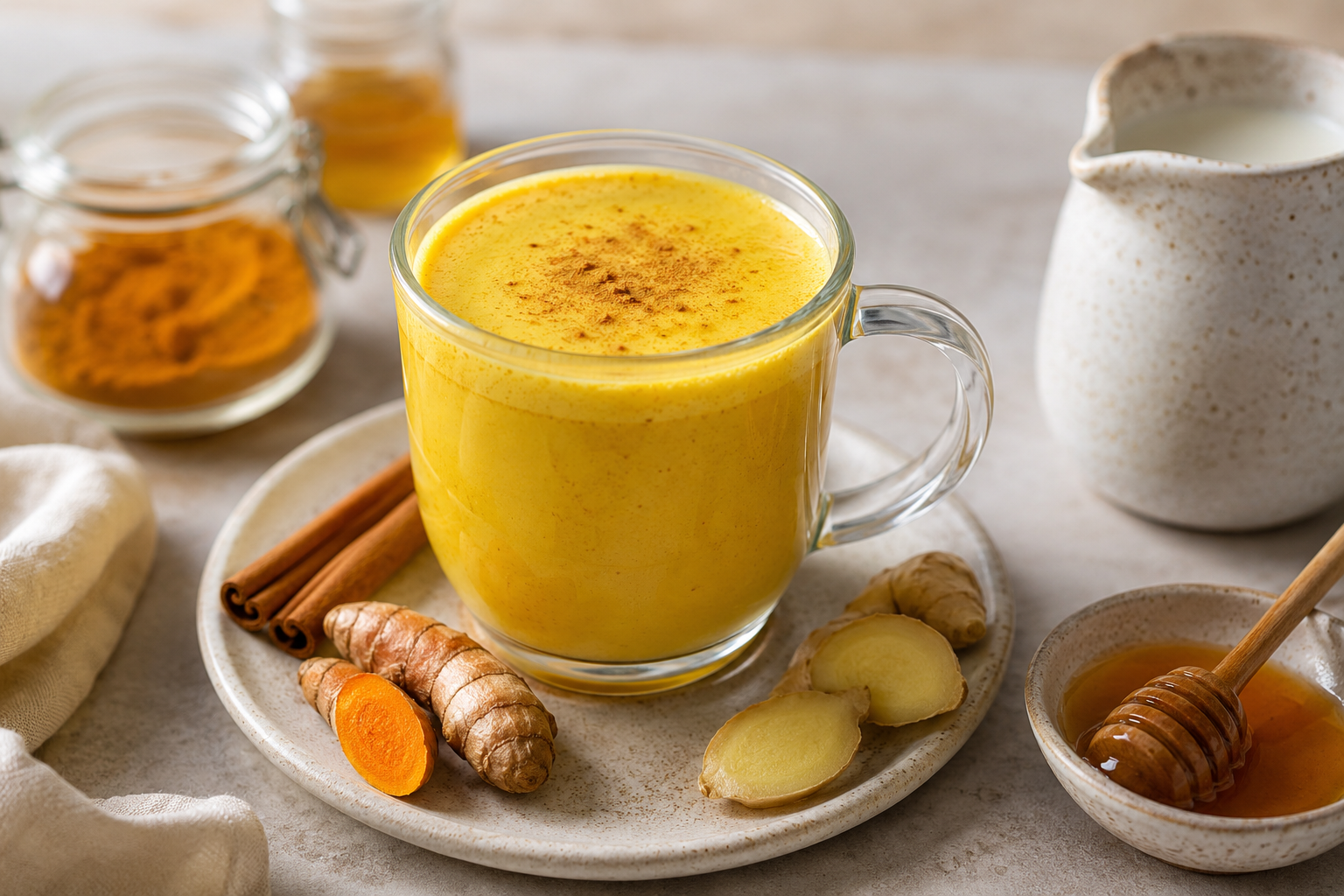 cannabis golden milk finished recipe styled as the emotional anchor with warm editorial food photography
