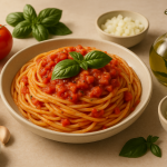 cannabis tomato pasta sauce finished recipe styled as the emotional anchor with warm editorial food photography