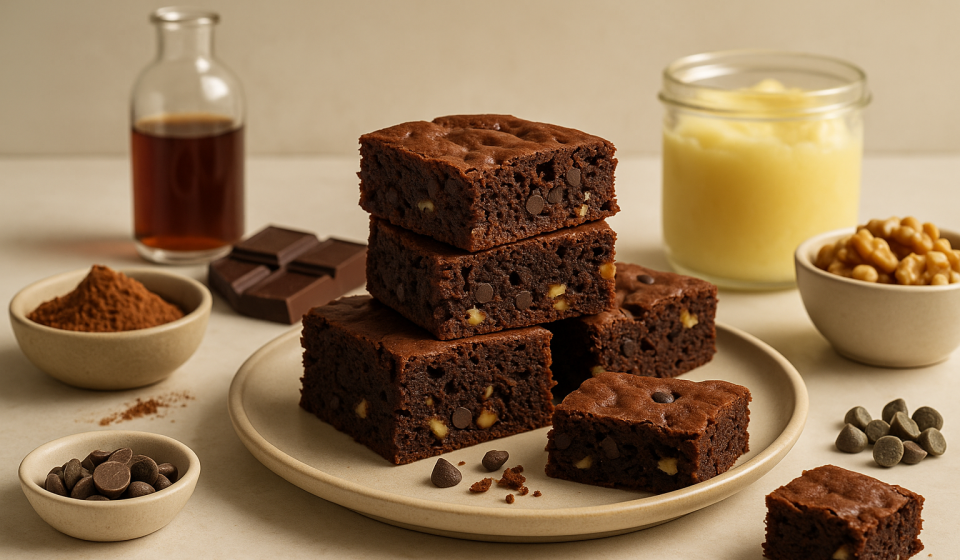 weed brownies finished recipe styled as the emotional anchor with warm editorial food photography