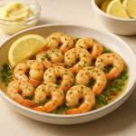 15 minute cannabis garlic butter shrimp finished recipe styled as the emotional anchor with warm editorial food photography