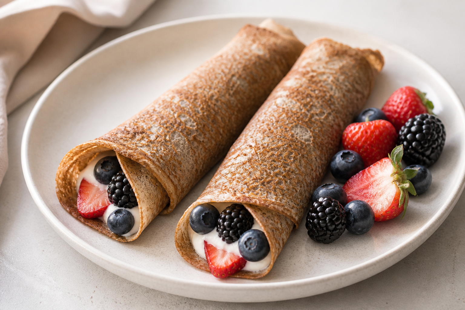 Completed cannabis buckwheat berry crepes in equal portions