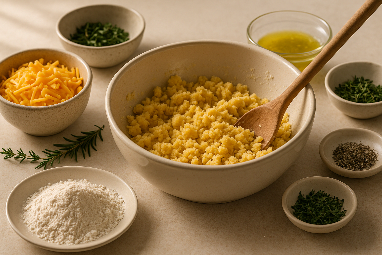 Preparing Cannabis-Infused Cheddar Herb Crackers with a measured infused ingredient
