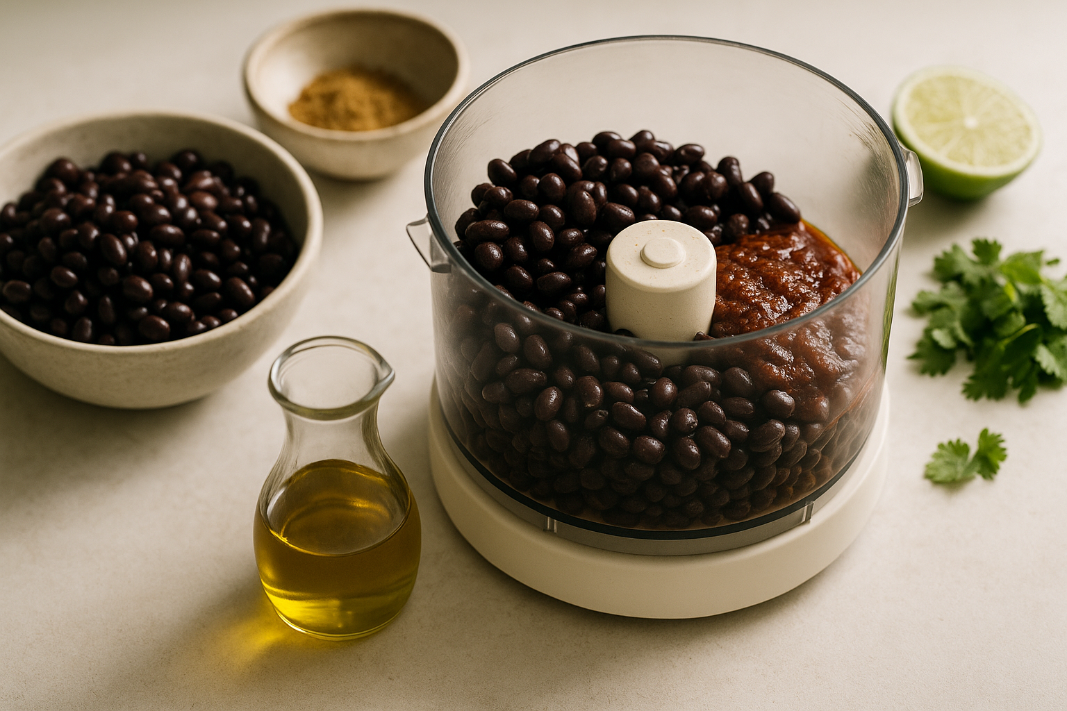 Preparing Cannabis-Infused Smoky Chipotle Bean Dip with a measured infused ingredient