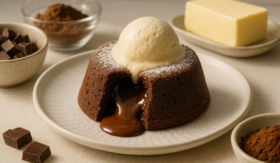 cannabis chocolate lava cakes finished recipe styled as the emotional anchor with warm editorial food photography