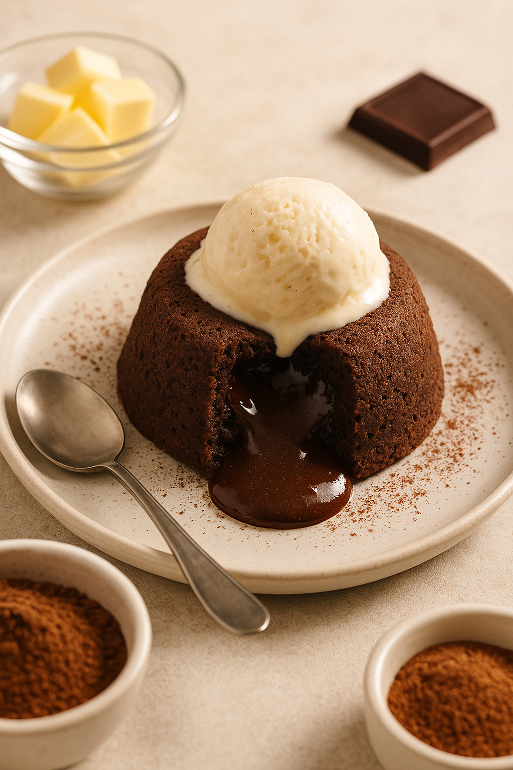 Finished Cannabis-Infused Chocolate Lava Cakes divided into clear servings