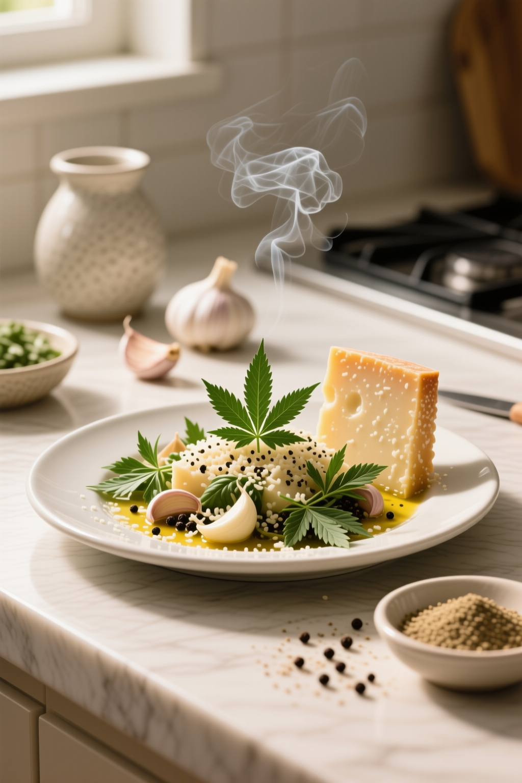 Finished Cannabis-Infused Garlic and Herb Parmesan Sprinkle divided into clear servings
