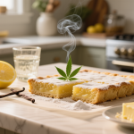 cannabis lemon bars finished recipe styled as the emotional anchor with warm editorial food photography