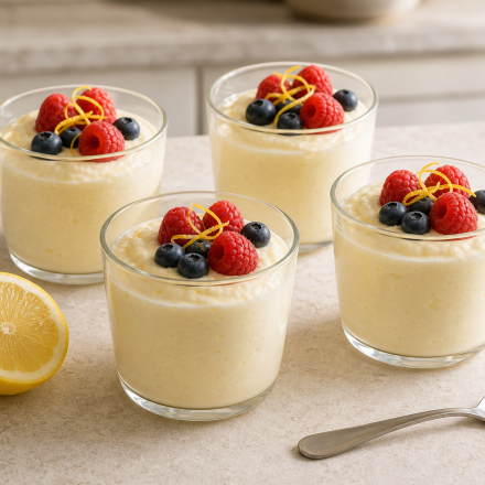 cannabis lemon ricotta pudding cups finished recipe styled as the emotional anchor with warm editorial food photography
