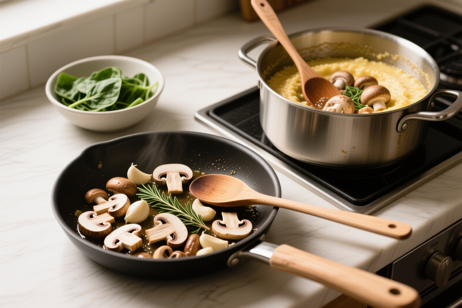 Key preparation step for cannabis mushroom polenta bowls
