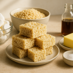 cannabis rice krispie treats finished recipe styled as the emotional anchor with warm editorial food photography