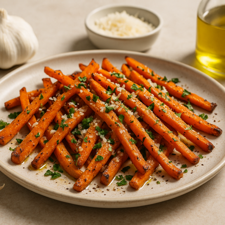 cannabis roasted carrot fries finished recipe styled as the emotional anchor with warm editorial food photography