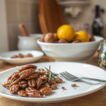 cannabis roasted pecans finished recipe styled as the emotional anchor with warm editorial food photography