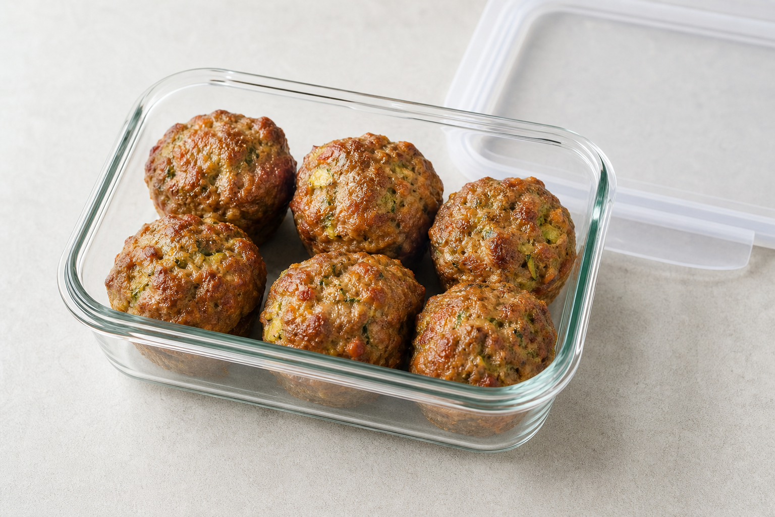Labeled storage setup for cannabis turkey zucchini meatloaf muffins