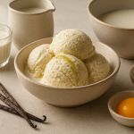 cannabis vanilla ice cream finished recipe styled as the emotional anchor with warm editorial food photography