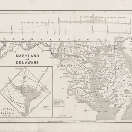 Map of maryland and delaware with inset.