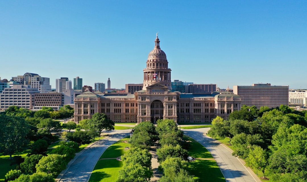 an aerial view of a large building in a city