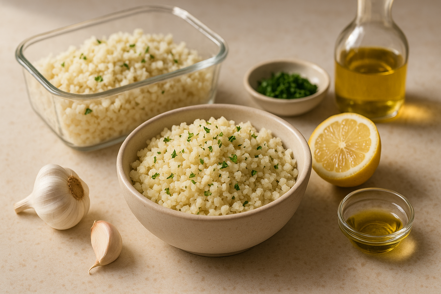 How to Cook Cannabis Cauliflower Rice stored in a clearly labeled container