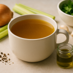 how to make cannabis bone broth finished recipe styled as the emotional anchor with warm editorial food photography