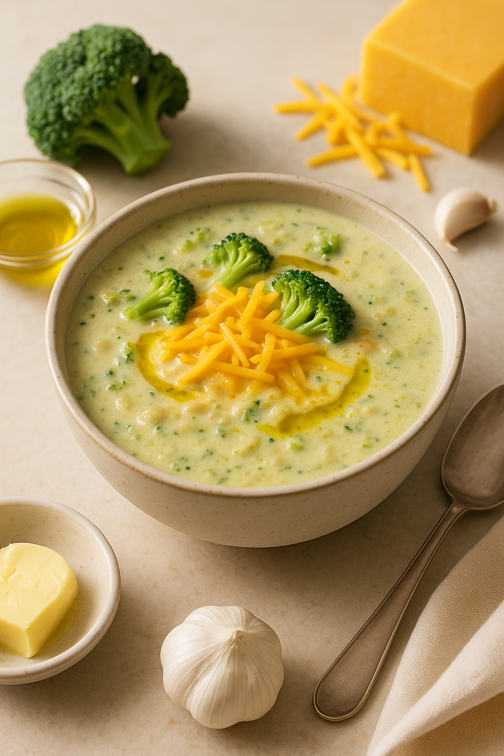Finished Low-Carb Cannabis Broccoli Cheddar Soup (No Flour) divided into clear servings