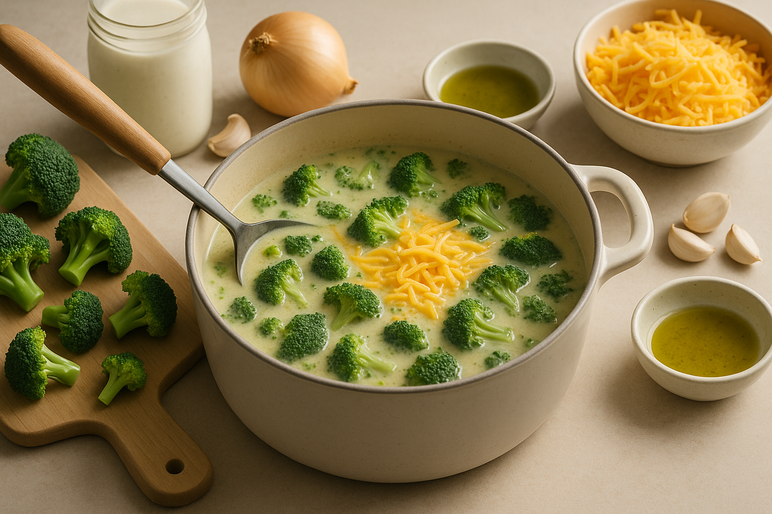 Preparing Low-Carb Cannabis Broccoli Cheddar Soup (No Flour) with a measured infused ingredient