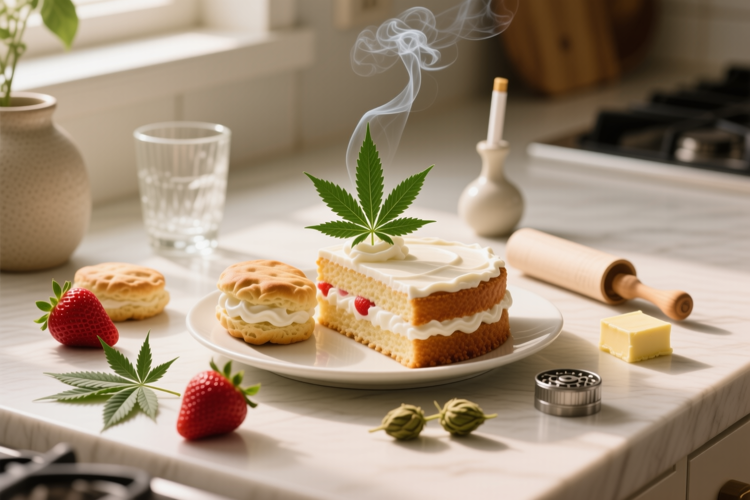 Low-Dose Cannabis-Infused Strawberry Shortcake finished and portioned for measured serving