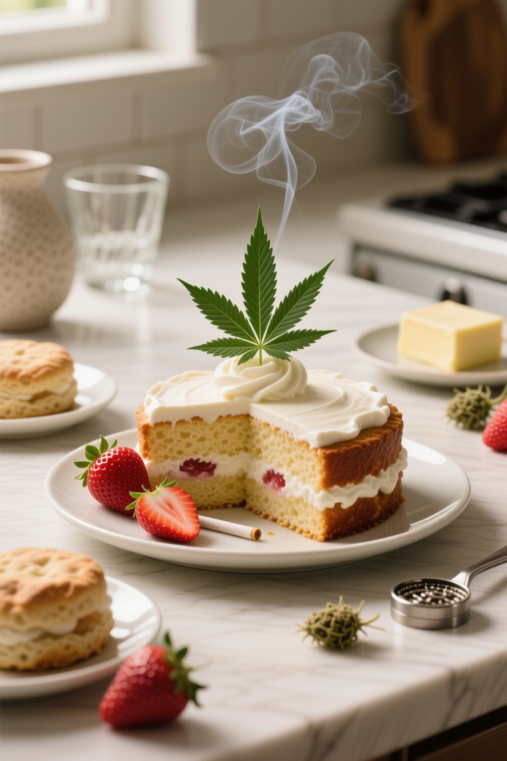 Finished Low-Dose Cannabis-Infused Strawberry Shortcake divided into clear servings